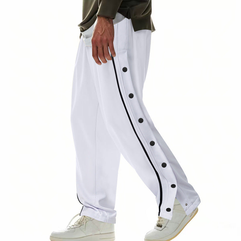 Sporty men's jogger pants with practical snap buttons and elastic waistband Lune London