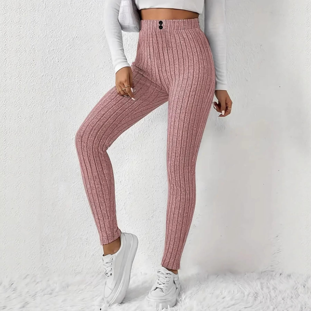 Leggings côtelés tricotés taille haute pour femmes Chic & Stil