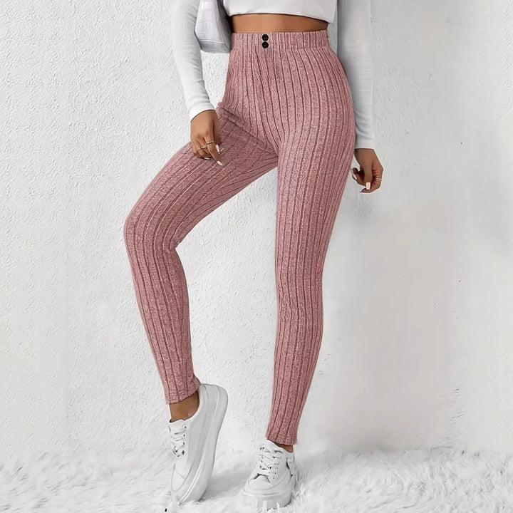 Leggings côtelés tricotés taille haute pour femmes Chic & Stil