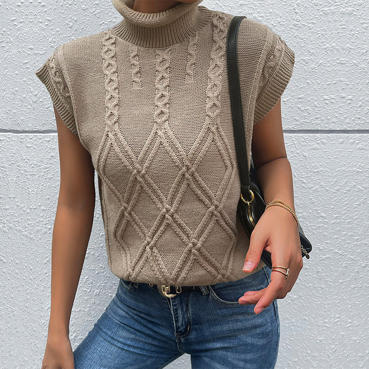 Woman Cozy Twisted Knit Sleeveless Chic Pull and Style