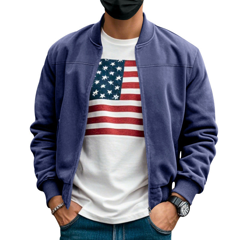 Men's casual bomber jacket with breathable inner lining and side zip pockets Chic and style