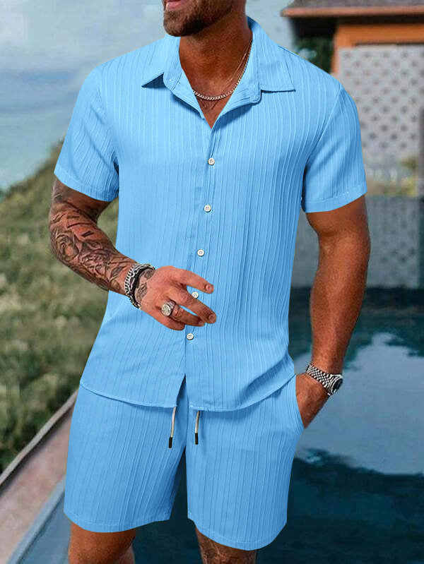 Short sleeve striped shirt for men Set Lune London