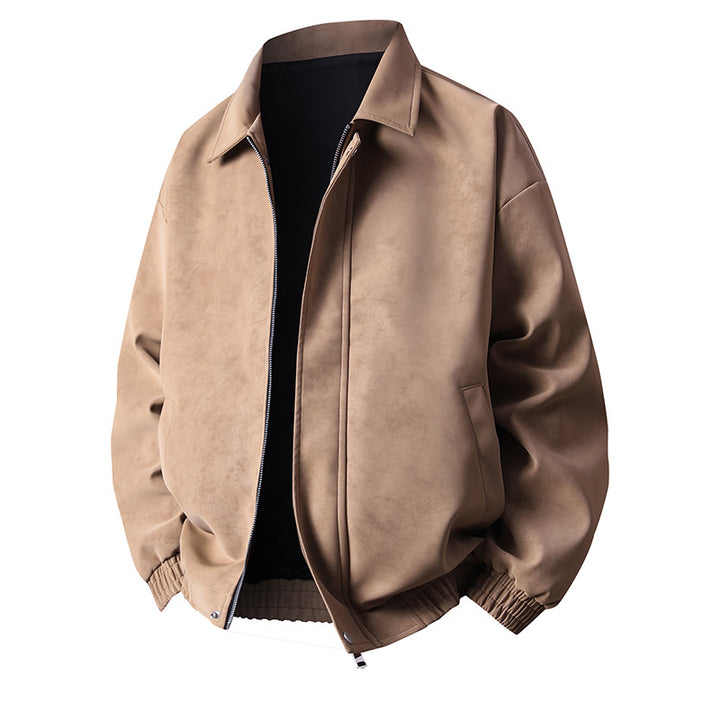 Synthetic leather bomber jacket for men with a relaxed fit and practical pockets Lune London