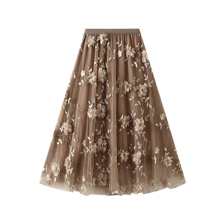 Jupon en tulle pour femmes avec des détails de broderie florale et une taille élastique Chic & Stil