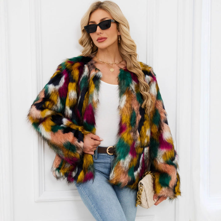 Lune London | Ladies' Fashionable Faux Fur Jacket with Eye-catching Pattern