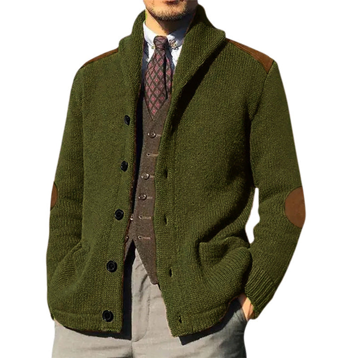 Lune London | Men's Cozy Knitted Cardigan with Modern Shawl Collar and Practical Button Details