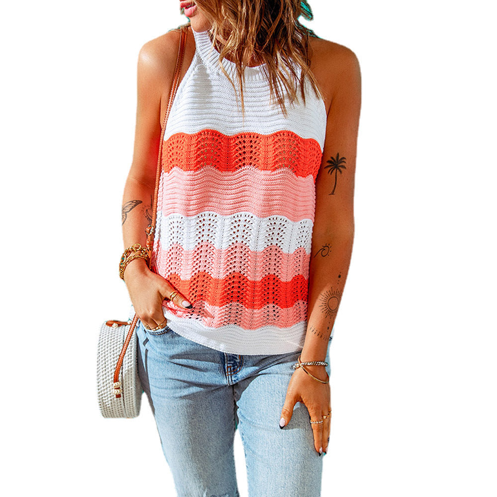 Women Casual Knitted Top with Trendy Color Change Lune London