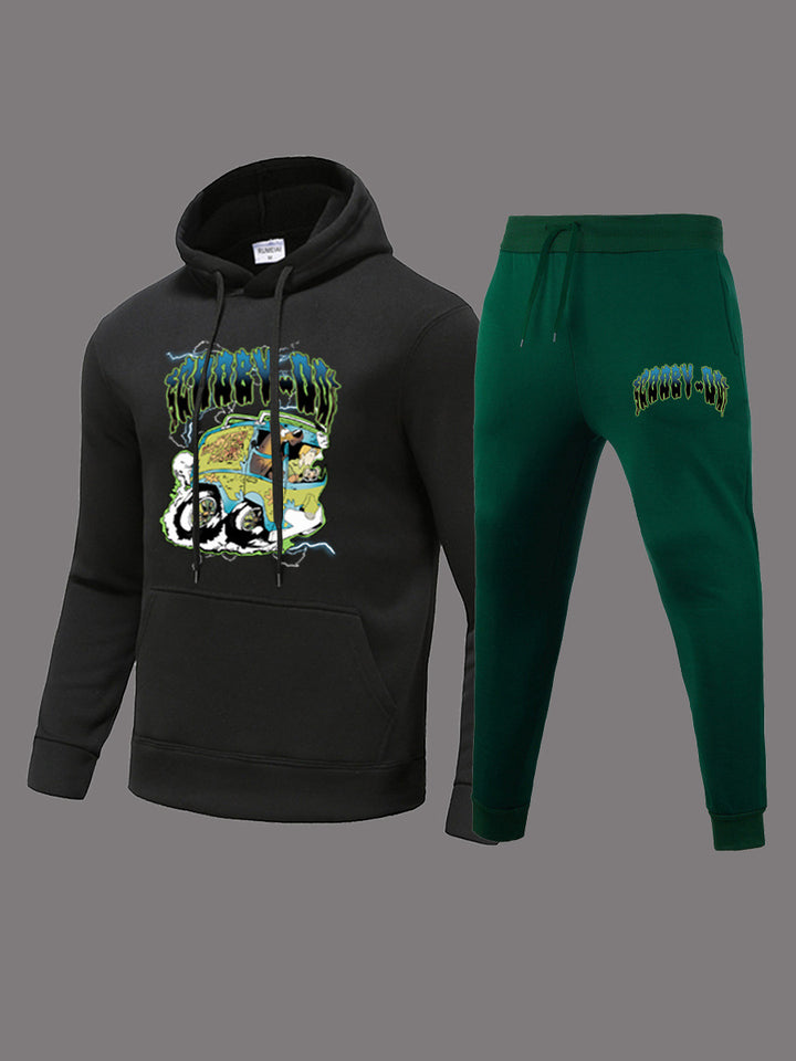 Men's hoodie and jogger set with avant-garde graphic design and comfortable fit Lune London