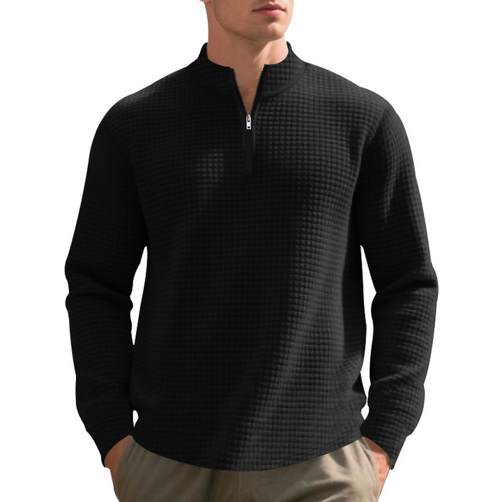 Functional pullover for men with half-zip and refined structured design Lune London
