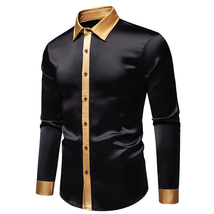 Long sleeve shirt for men with satin collar and modern accents Lune London