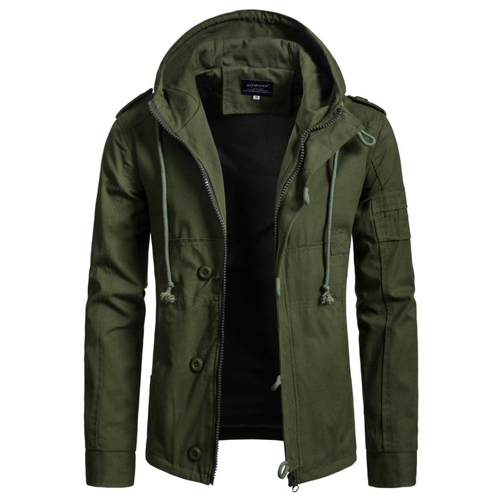 Functional outdoor jacket for men with high collar and practical pockets Lune London