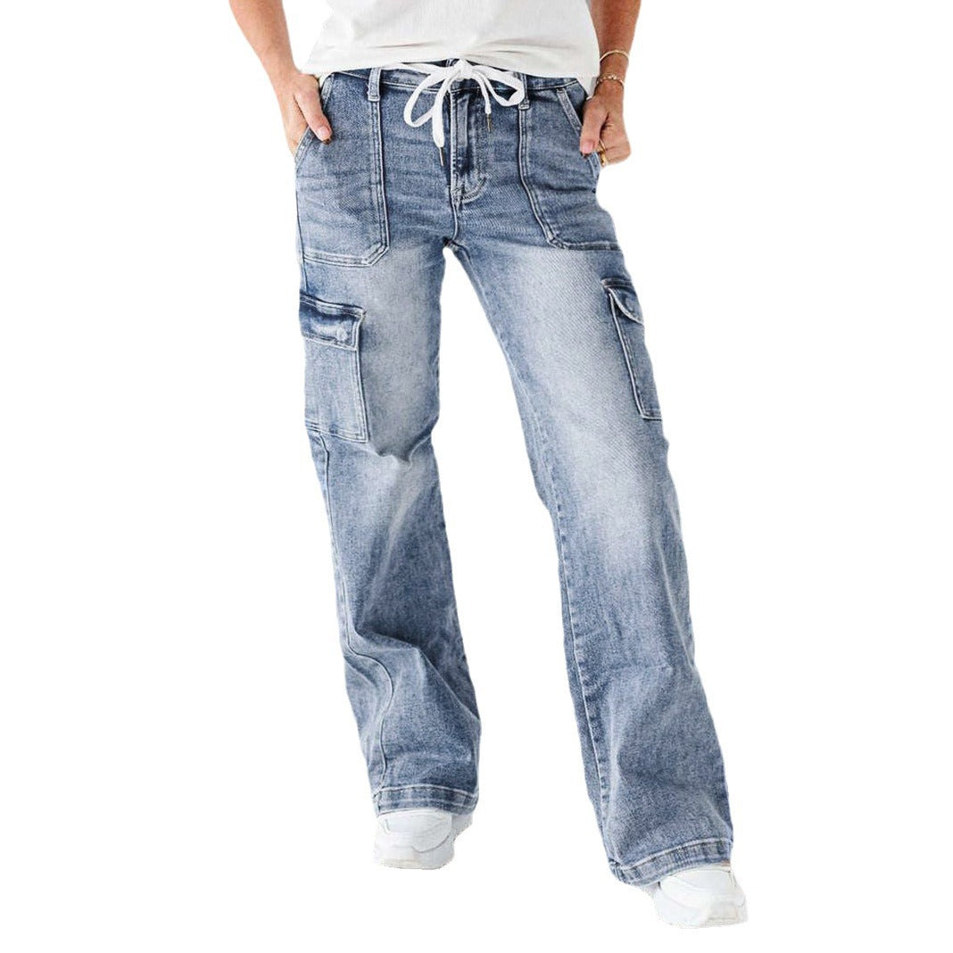 Women's Cargo Jeans with A Casual Cut and Practical Pockets Lune London
