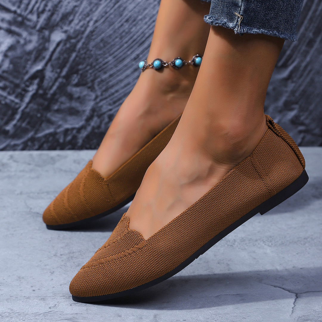 Women Structured Knit Ballet Flats Lune London