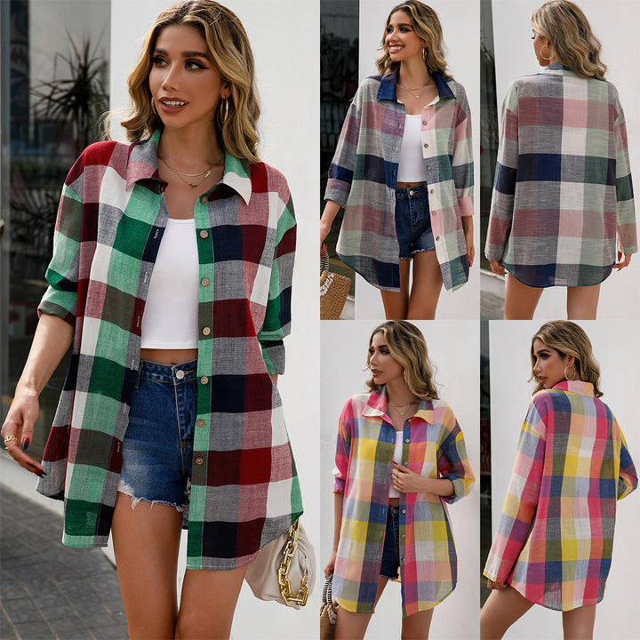 Plaid shirt dress for women in high-quality material with long sleeves Lune London