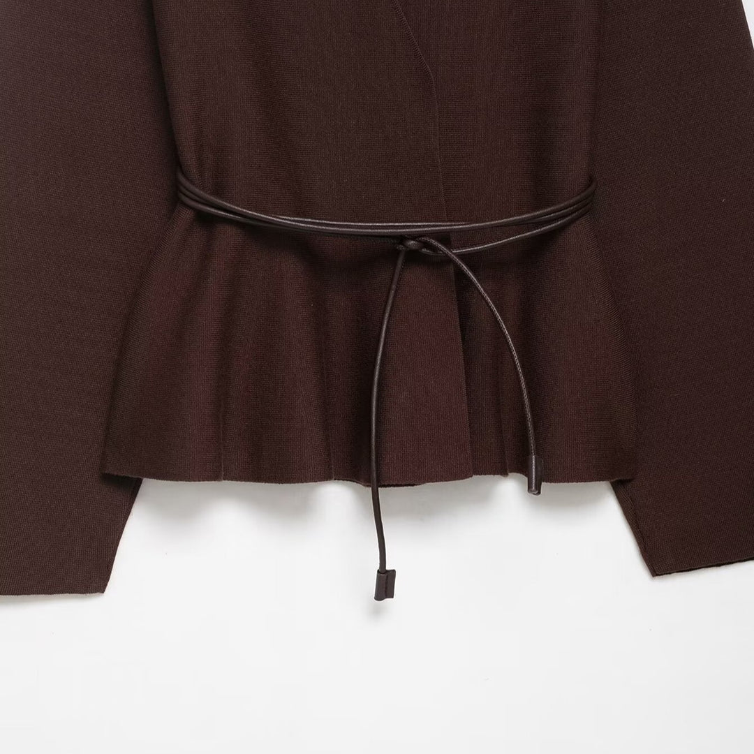 Elegant wrap jacket for women with waist belt Lune London