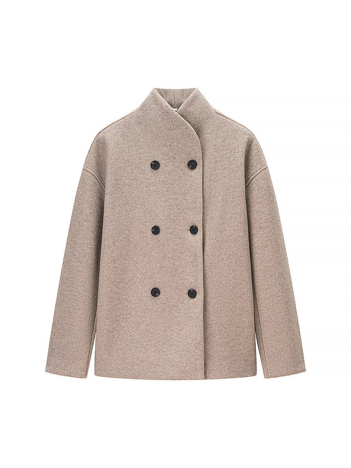 Elegant winter jacket for women with double-breasted buttons and high collar Lune London