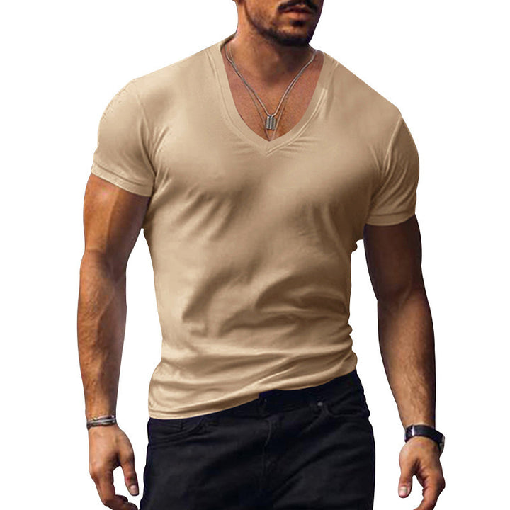 V-neck cotton blend breathable t-shirt for men Lune London