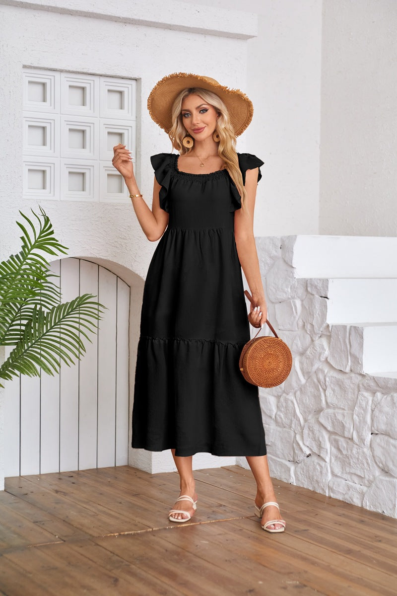 Maxi dress for women with ruffle details Lune London