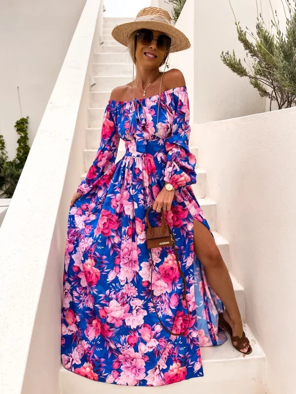 Chic and stylish floral maxi dress with off-the-shoulder for women