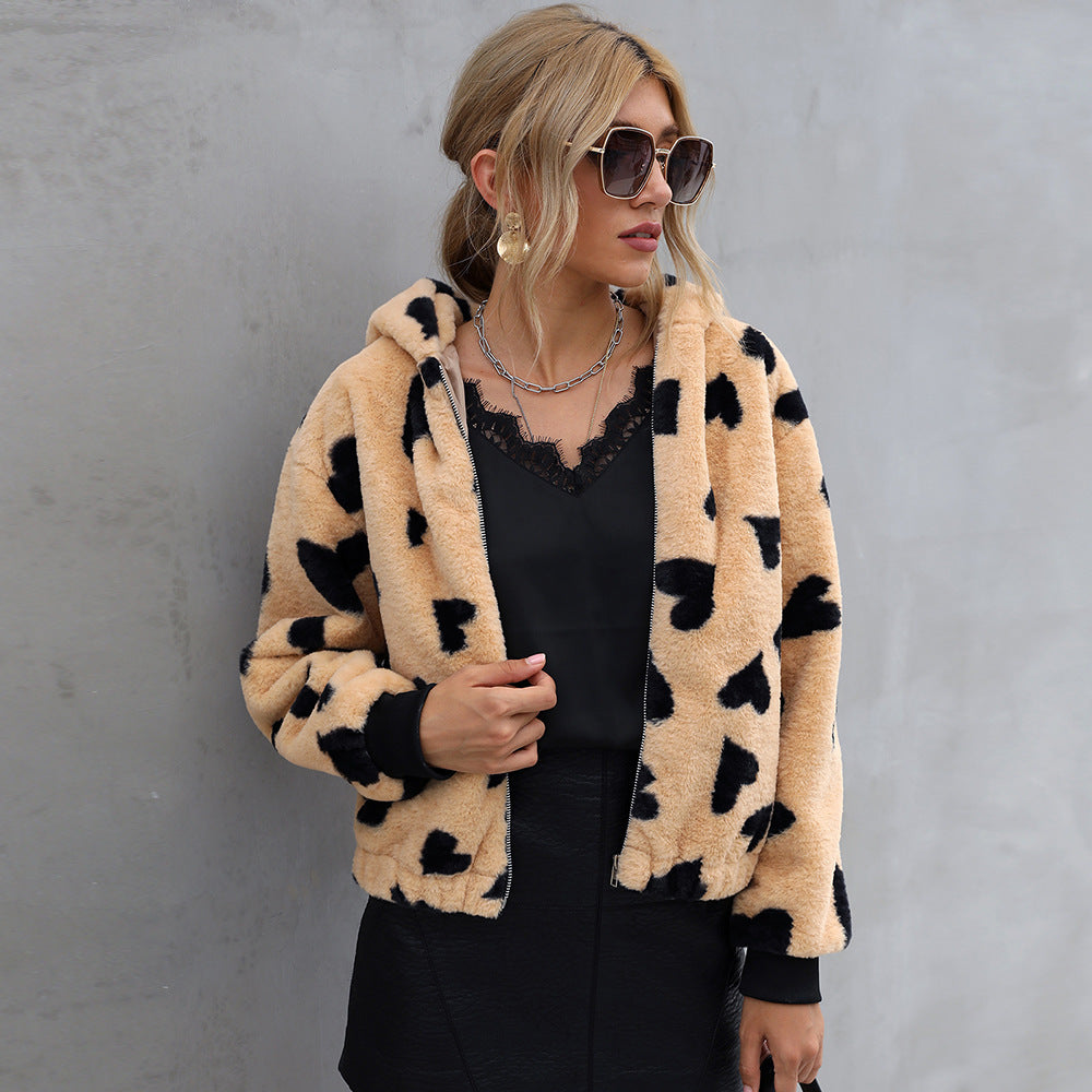 Ladies Cozy Jacket with Chic Colorful Heart Design