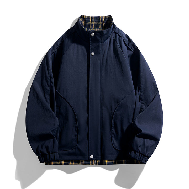 Casual transition jacket for men with high collar and practical zippered pockets Lune London
