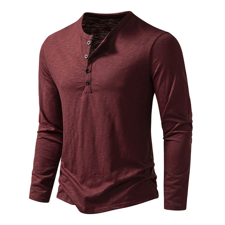 Men's long sleeve T-shirt with V-neck, no buttons and breathable fabric Lune London