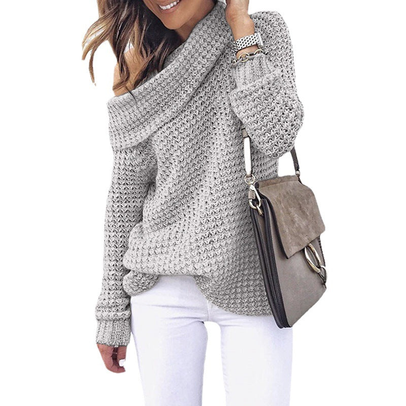 Pull en maille pour femmes avec design à épaules découvertes et surface texturée Chic & Stil