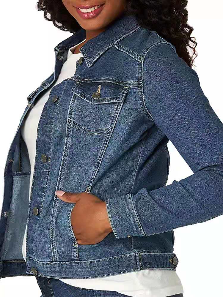 Veste en denim classique pour femmes avec coutures décoratives Chic & Stil