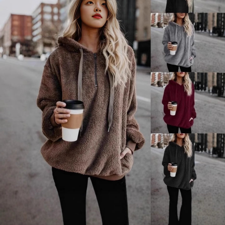 Ladies Oversized Fleece Hoodie with Comfortable Pockets and Drawstring Lune London