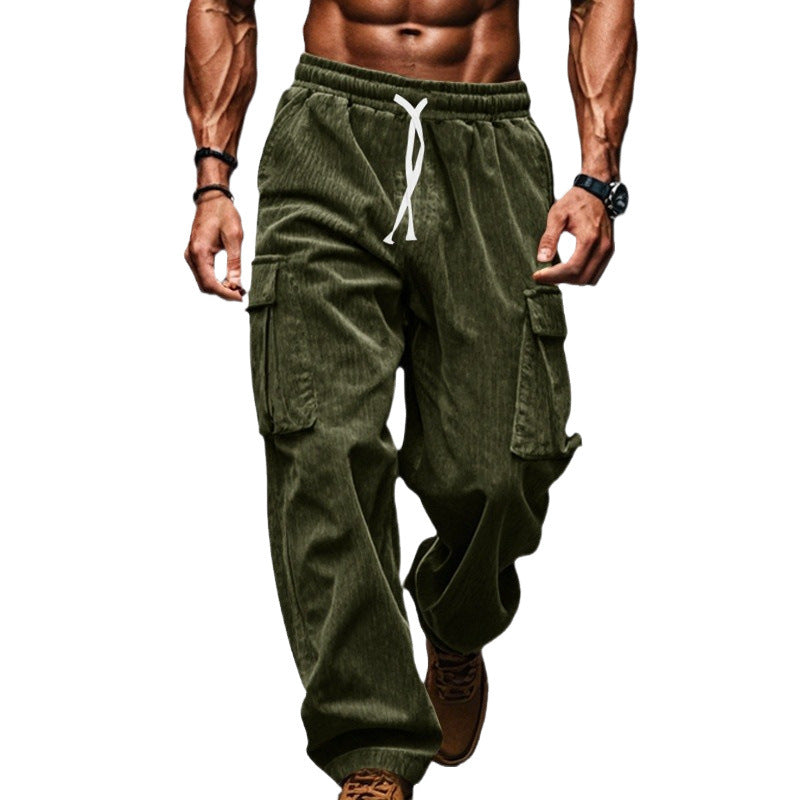 Men's Loose Corduroy Cargo Trousers with Practical Pockets Lune London