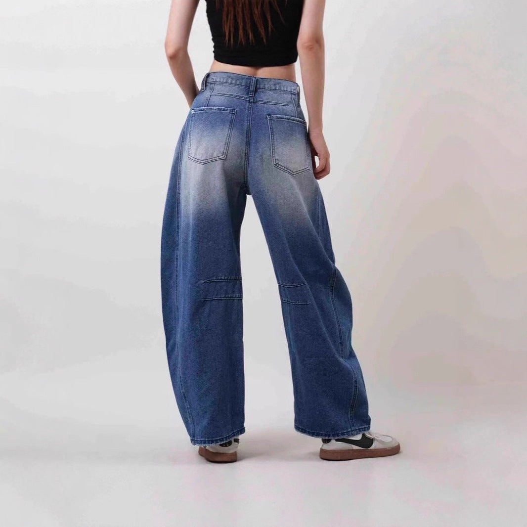 Ladies wide-cut destroyed jeans Lune London
