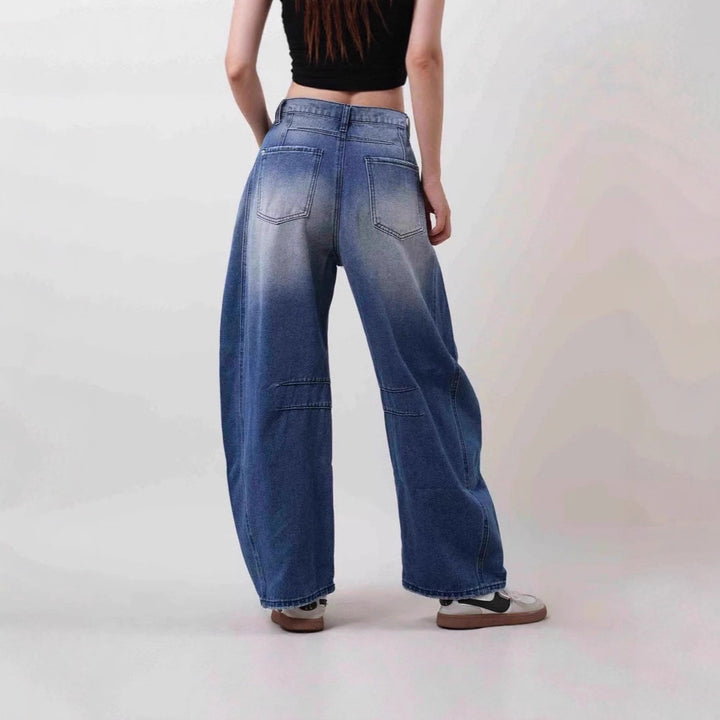 Ladies wide-cut destroyed jeans Lune London