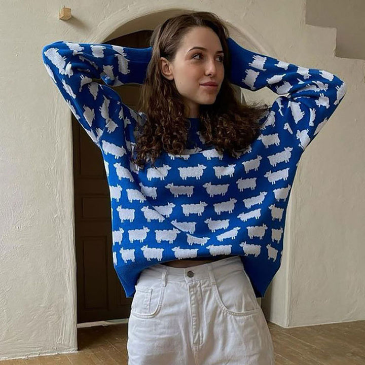 Pull en tricot pour femmes avec un design de mouton original Lune London