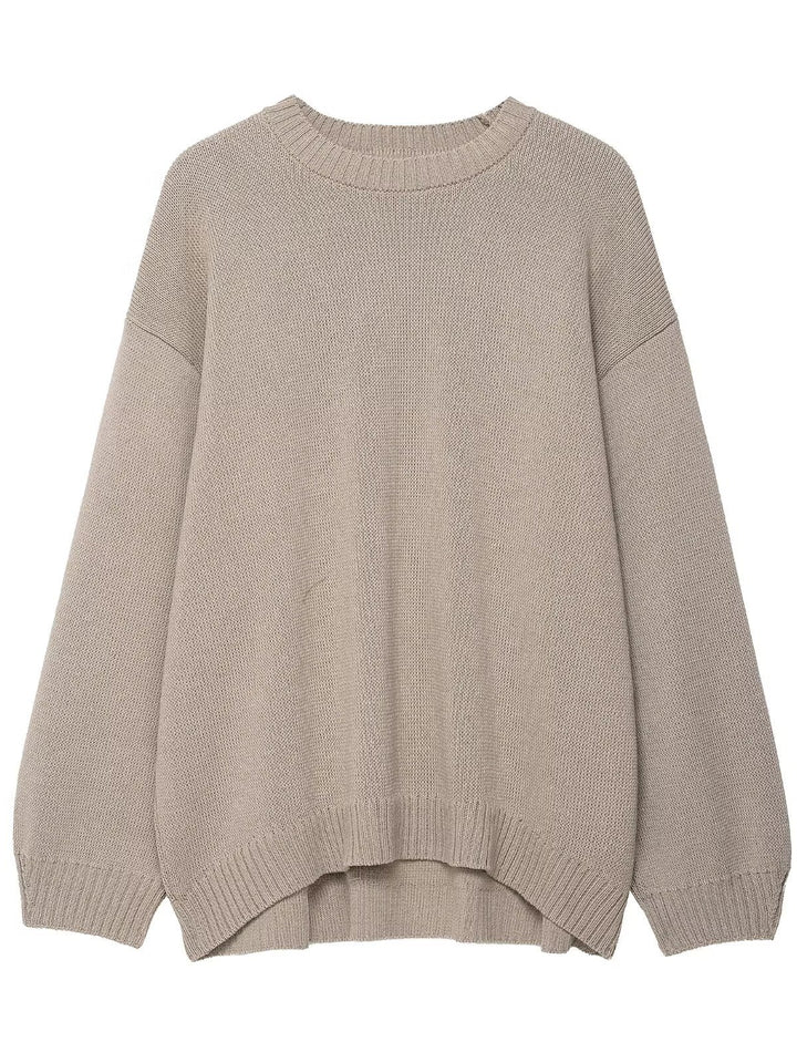 Casual knitted sweater for women with dropped shoulders and wide hem Lune London