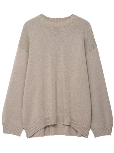 Casual knitted sweater for women with dropped shoulders and wide hem Lune London