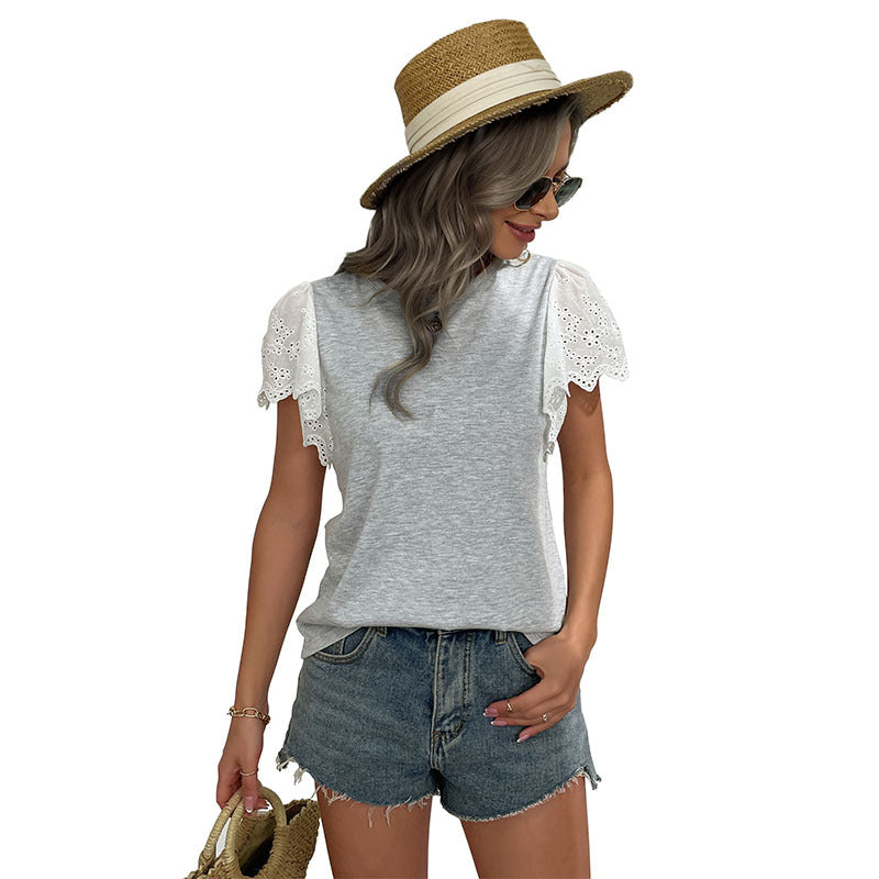 Haut pour femme avec insert en dentelle florale et coupe décontractée Chic & Stil