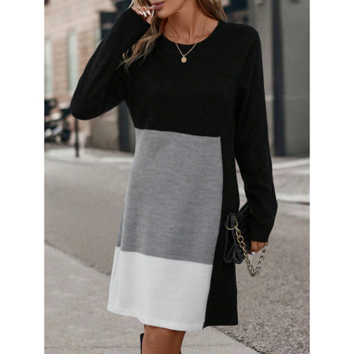 Knit dress for women with a modern design in color blocks Lune London