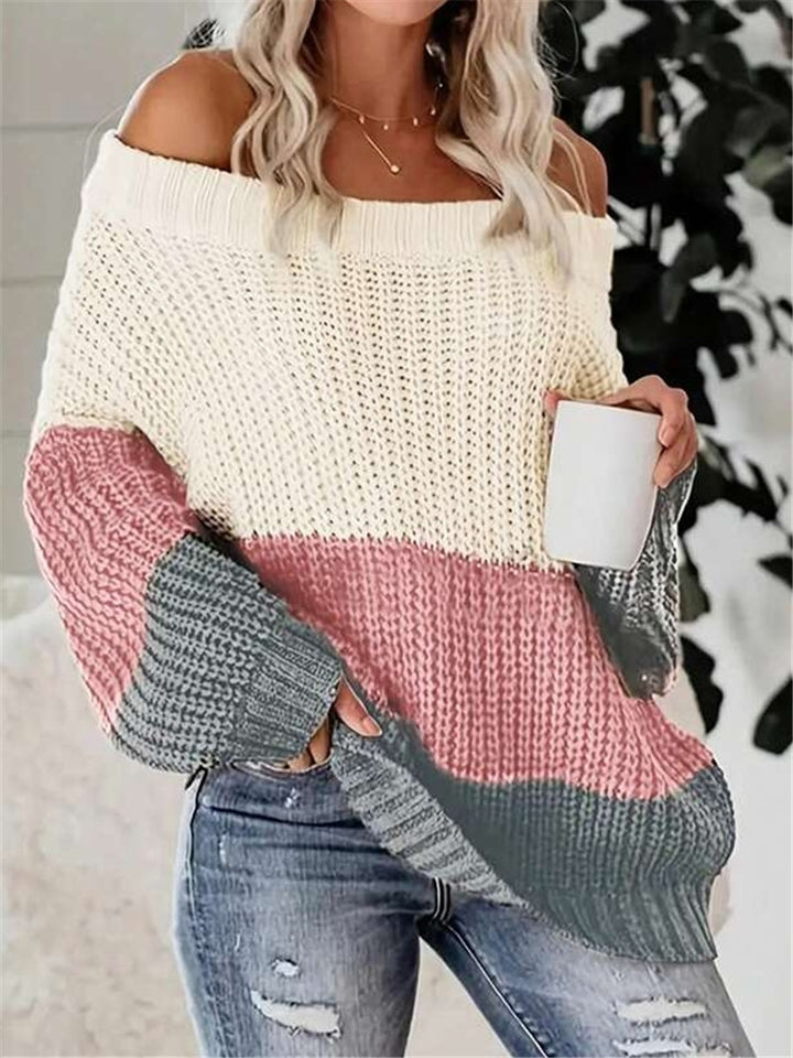Oversized knit sweater for women with a relaxed fit and open shoulder Lune London