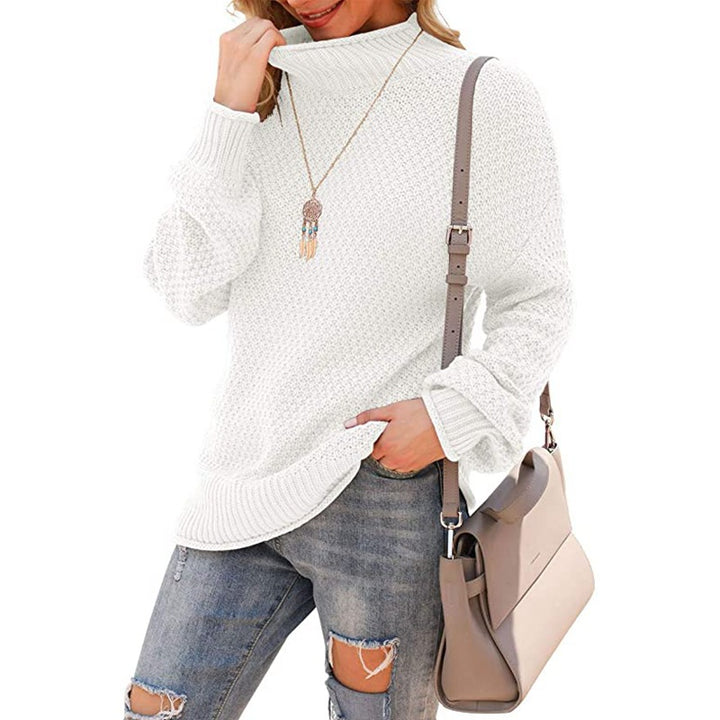 Chunky knit sweater for women with a high neck and casual fit Lune London
