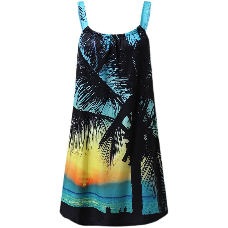 Women Tropics Printed Beach Poncho Dress Lune London