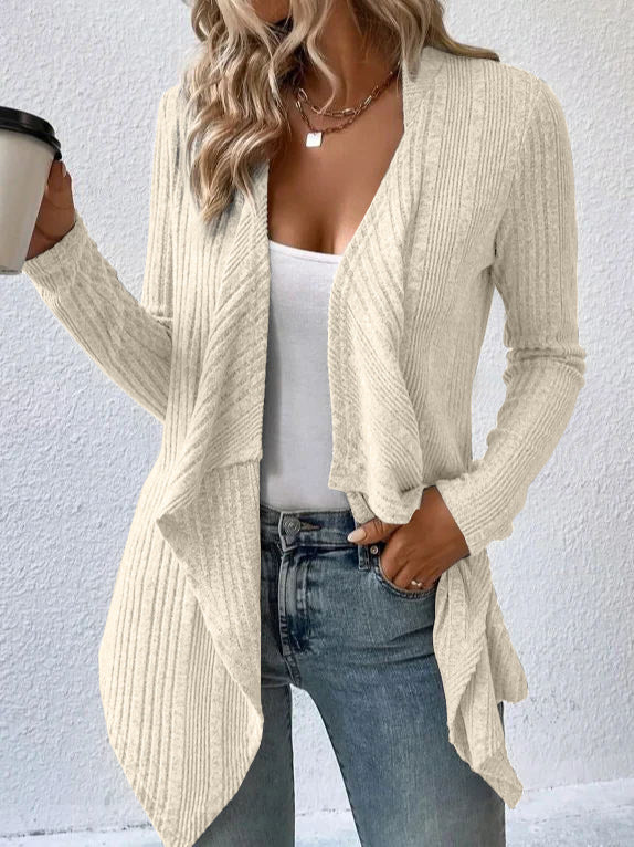 Ladies comfortable cardigan with relaxed fit and asymmetrical hem Lune London