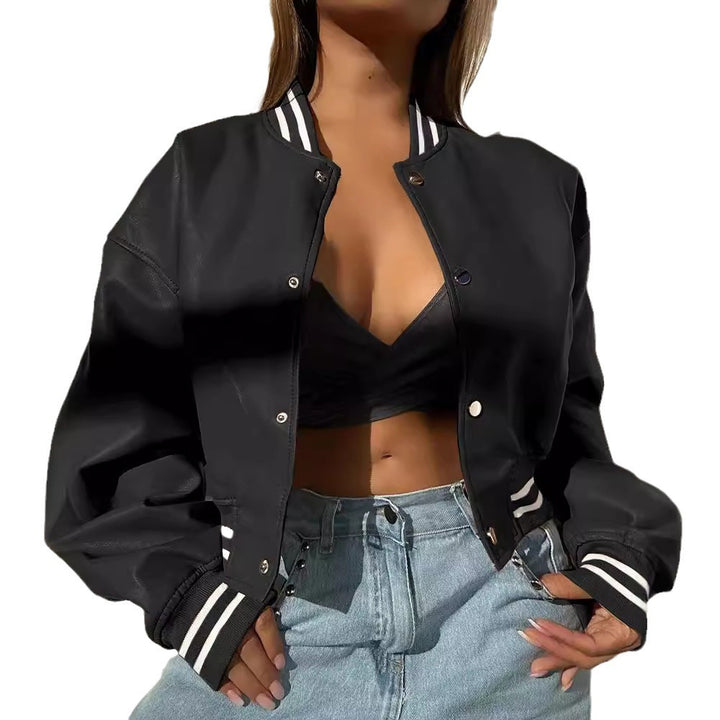 Sporty college jacket for women with a modern design featuring contrasting stripes Lune London