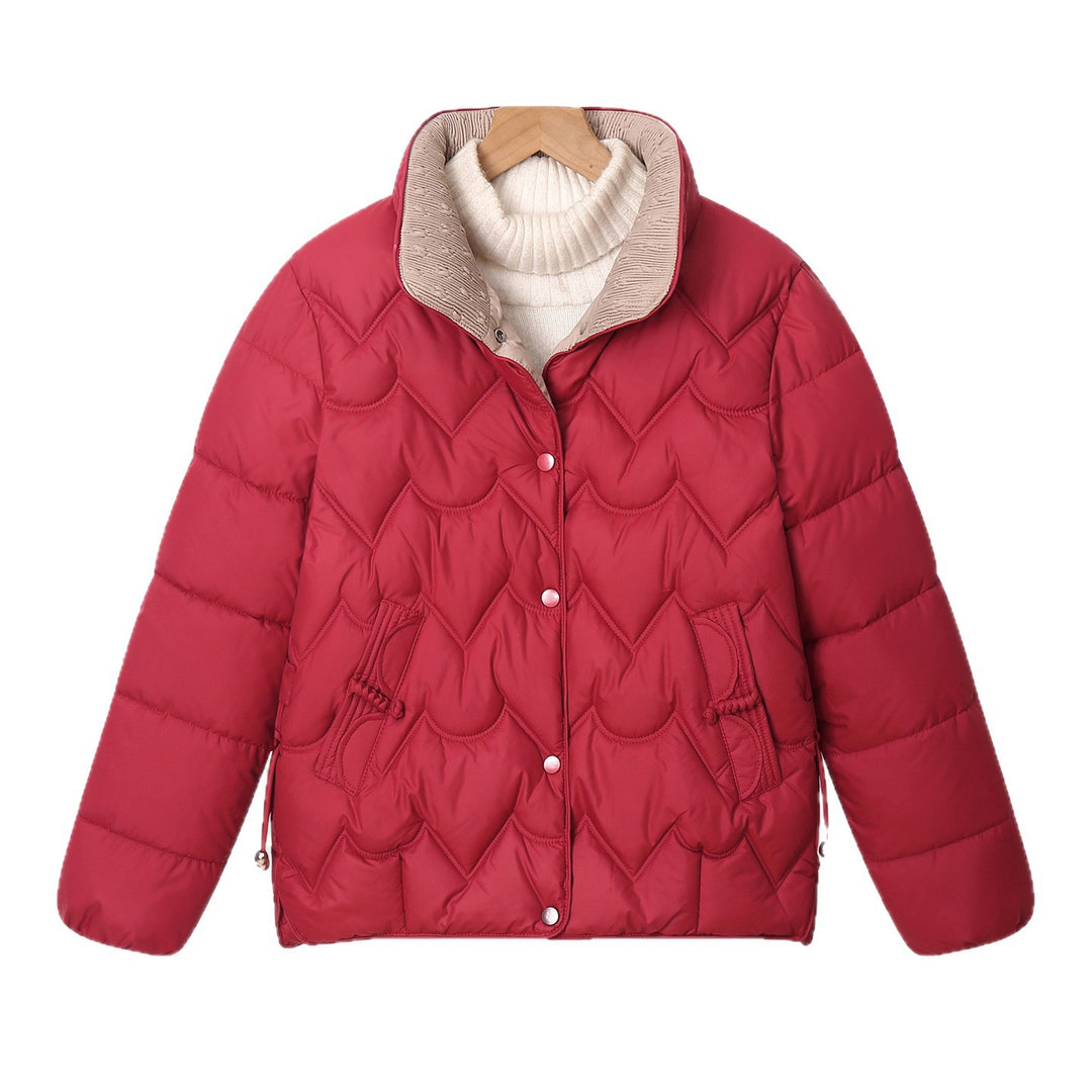 Ladies Comfortable Quilted Jacket with High Collar and Zipped Pockets Lune London