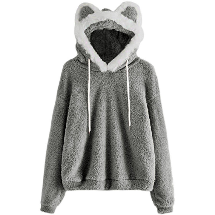 Ladies Cozy Hoodie with Cat Face Lune London