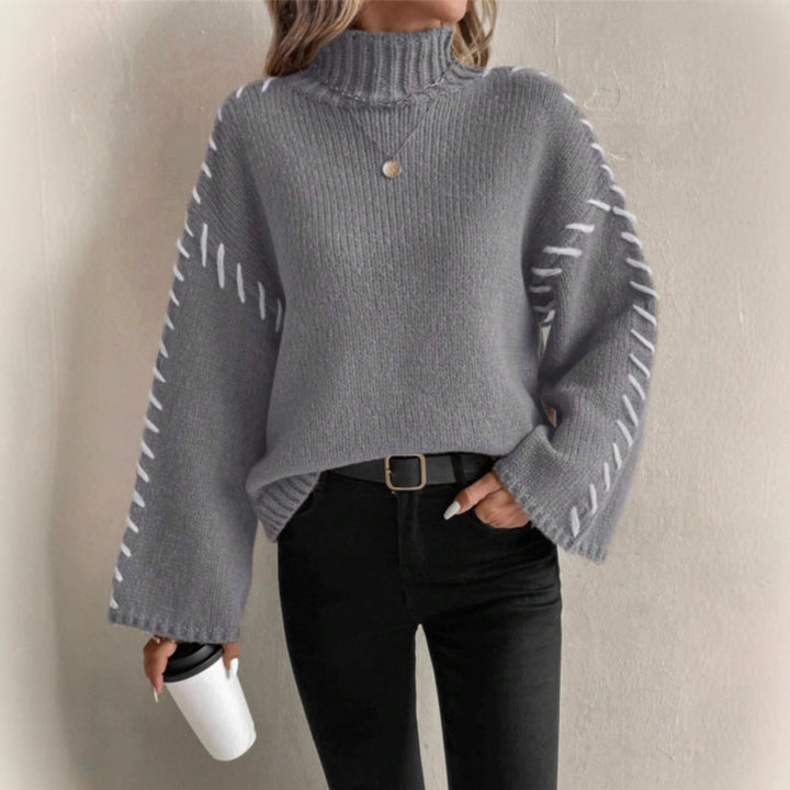 Knit sweater for women with wide sleeves and a high collar Lune London