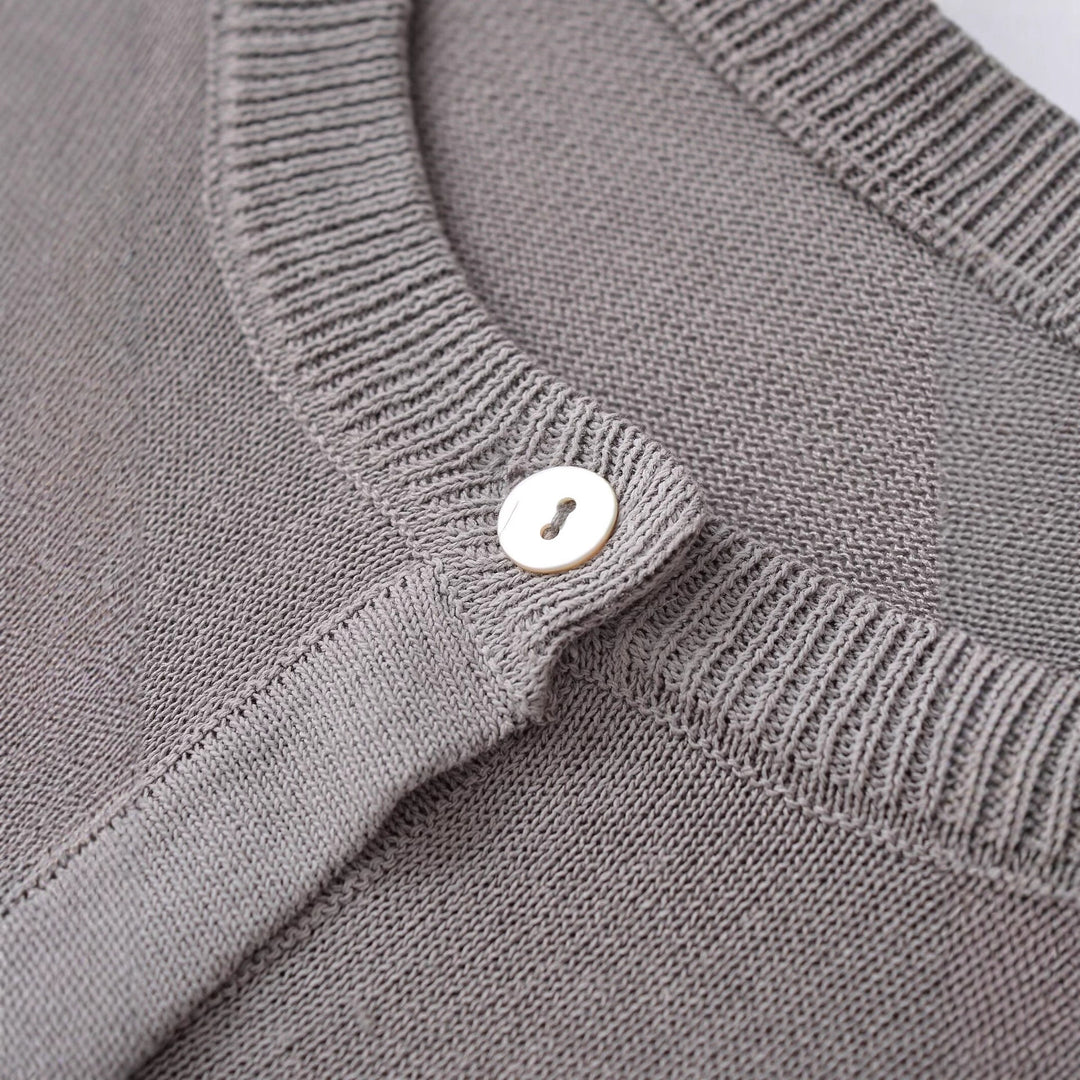 Ladies Elegant vest with fine button placket and round neckline Lune London