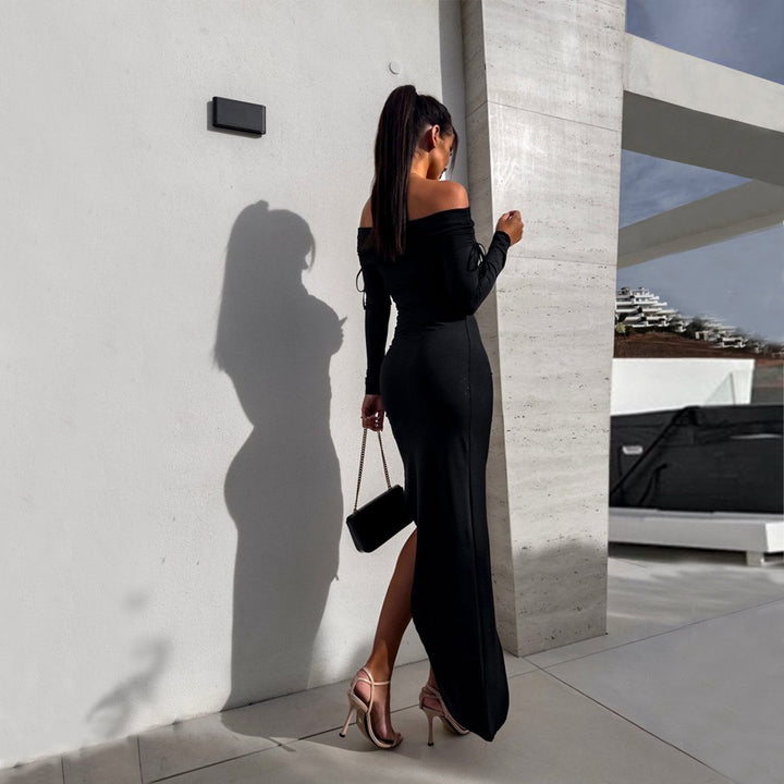 Robe portefeuille pour femme avec coupe asymétrique et détails de volants sophistiqués Chic & Stil