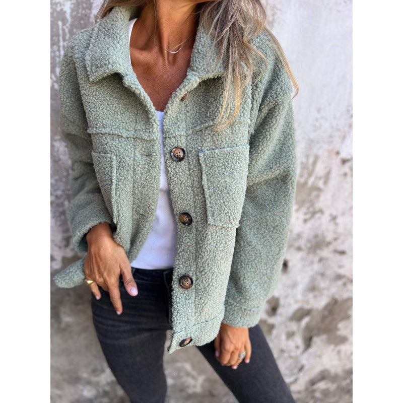 Ladies Wave Teddy jacket with practical pockets Lune London