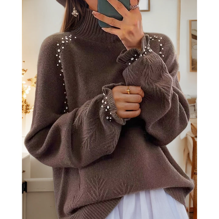 Sweater for women with elegant turtleneck and sparkling details Lune London