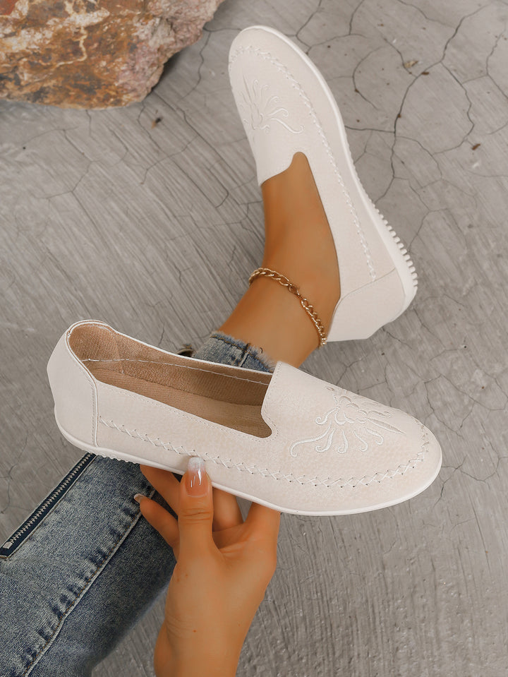 Ladies Comfortable Loafers with Elegant Embroideries Lune London